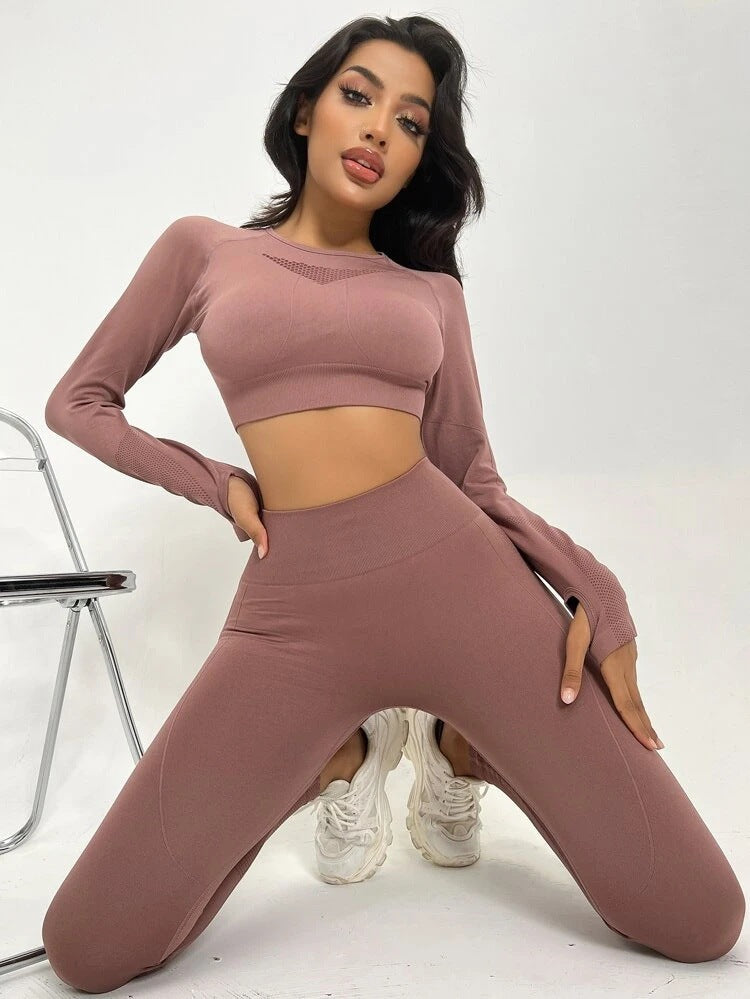 2pcs Sports Suits Long Sleeve Leggings